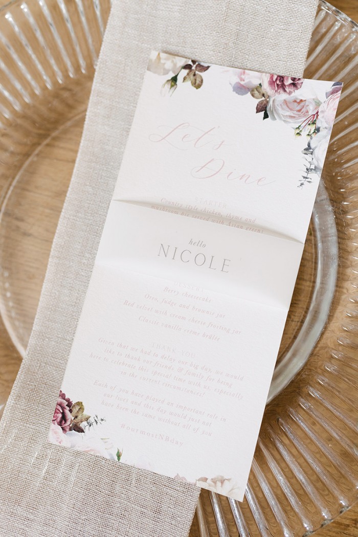 Nicole and Bradley menu