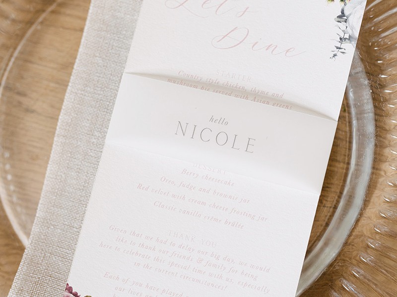 Nicole and Bradley menu