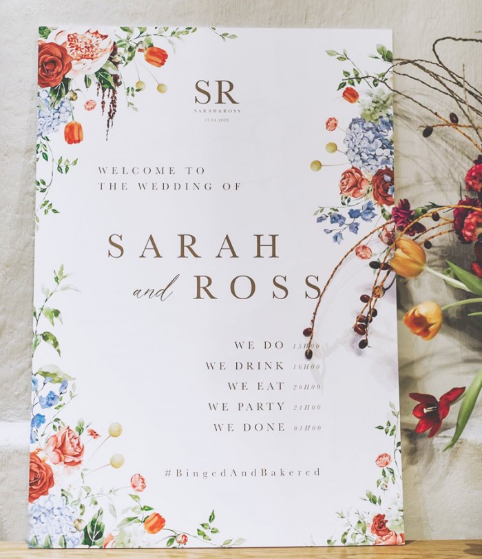 Sarah and Ross welcome sign
