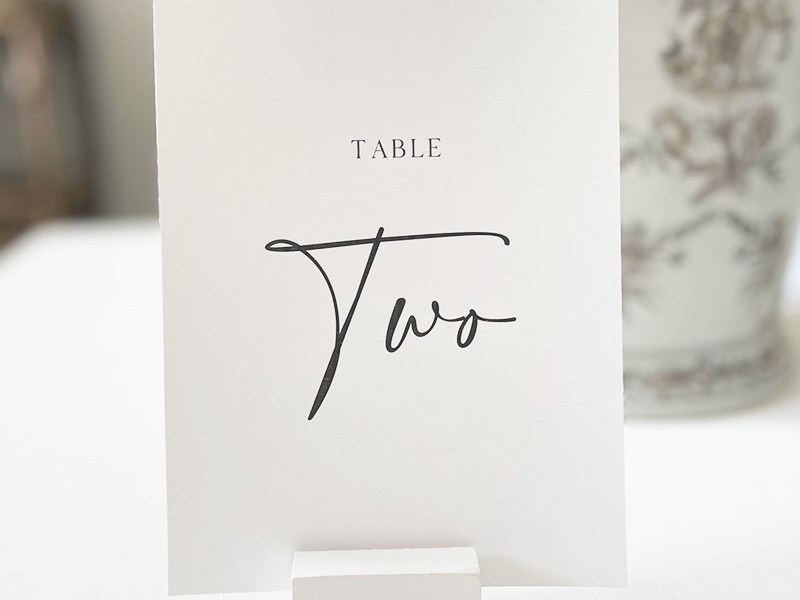 Standard table number card