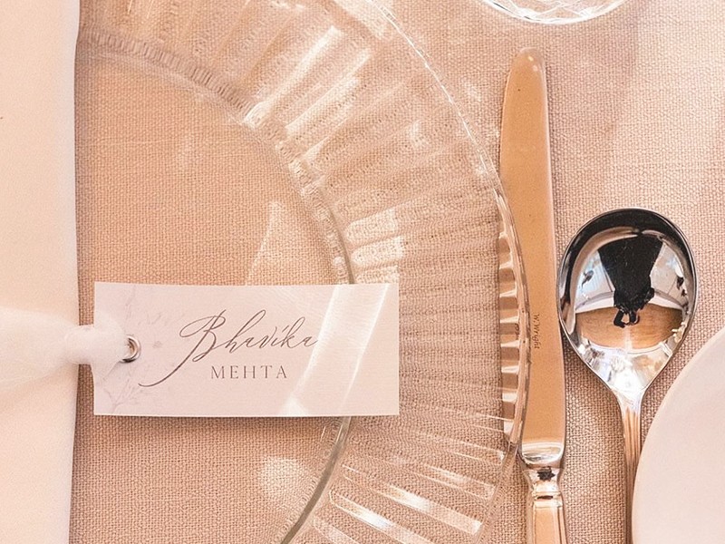 Shilpa and Manoj place card tag