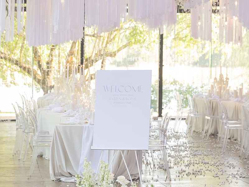 Everlyn & Bobai welcome sign