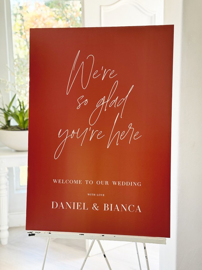 Bianca and Daniel welcome sign