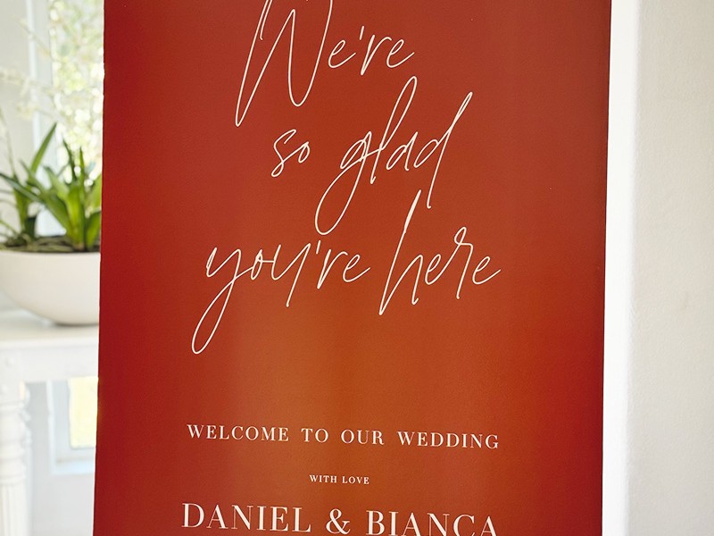 Bianca and Daniel welcome sign