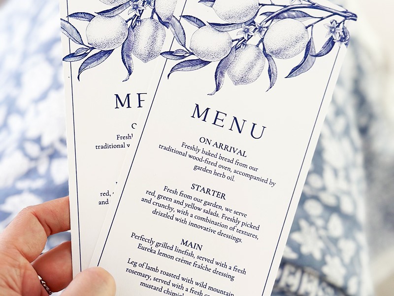 Cailtin and Gerard menu card