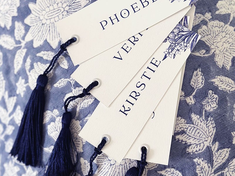 Caitlin and Gerard tassel name tags