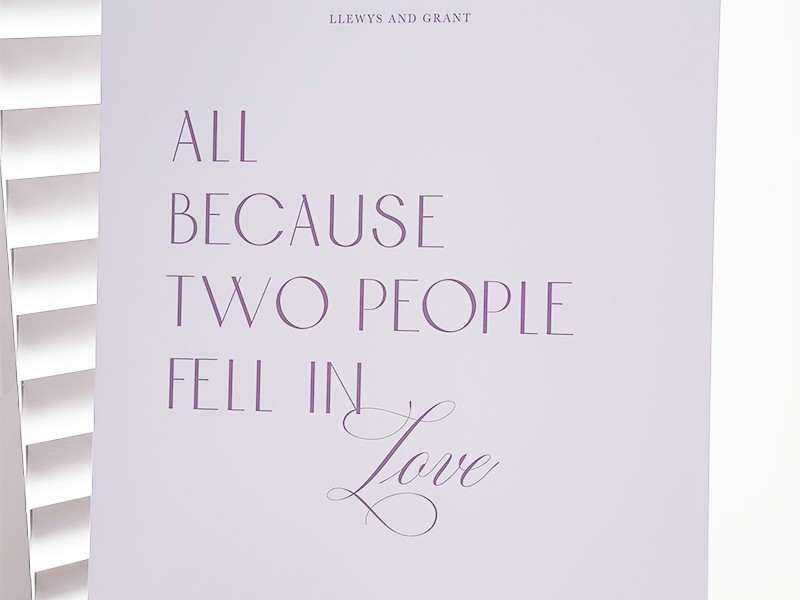 Llewys and Grant welcome sign