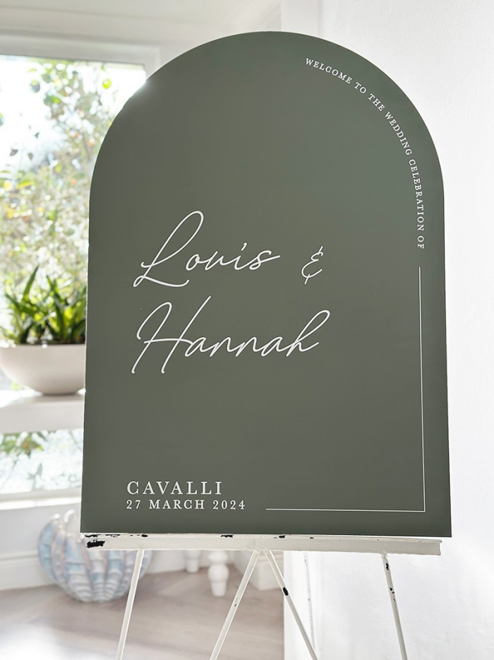 Louis and Hannah welcome sign
