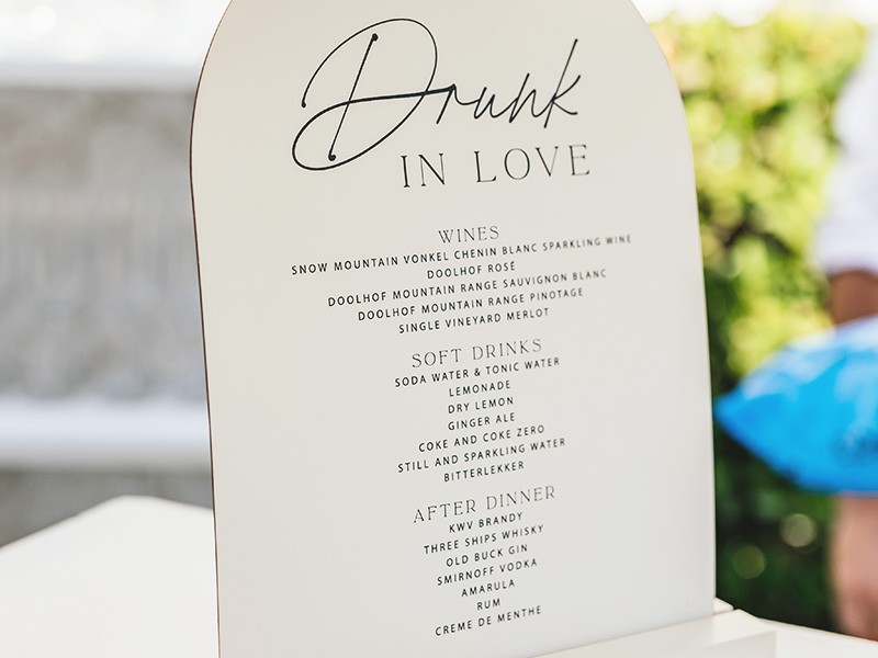 Olivia and Marco bar menu