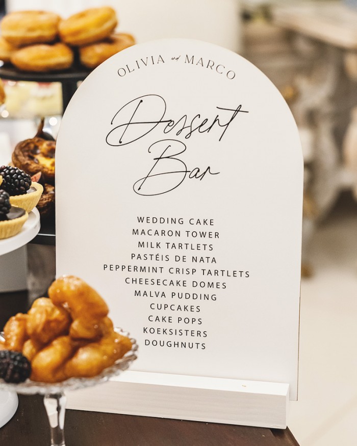 Olivia and Marco dessert signage