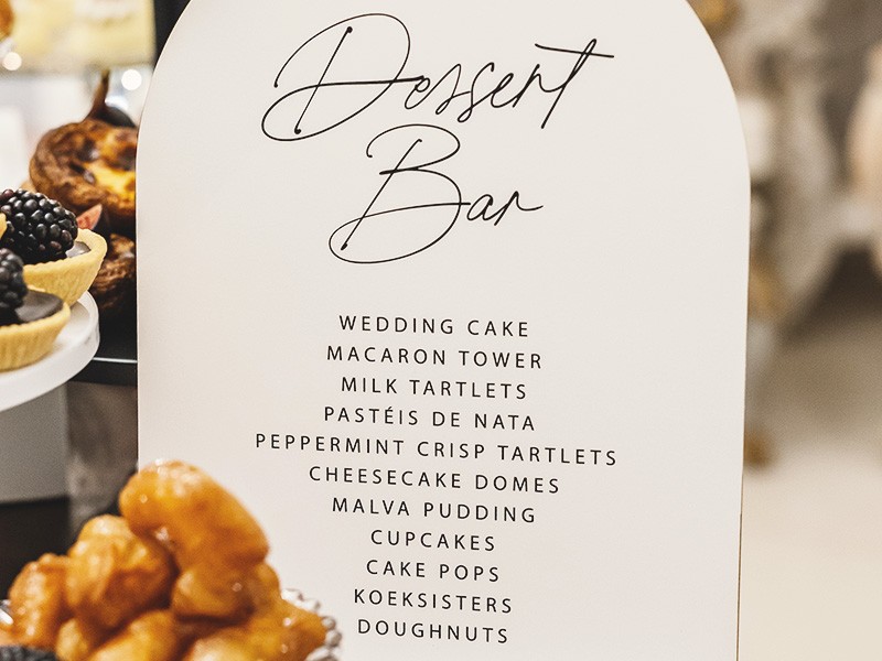 Olivia and Marco dessert signage