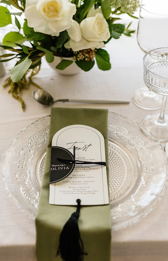 Olivia and Marco wedding menu