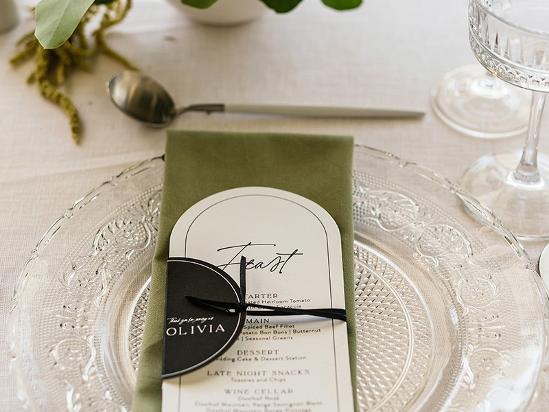 Olivia and Marco wedding menu