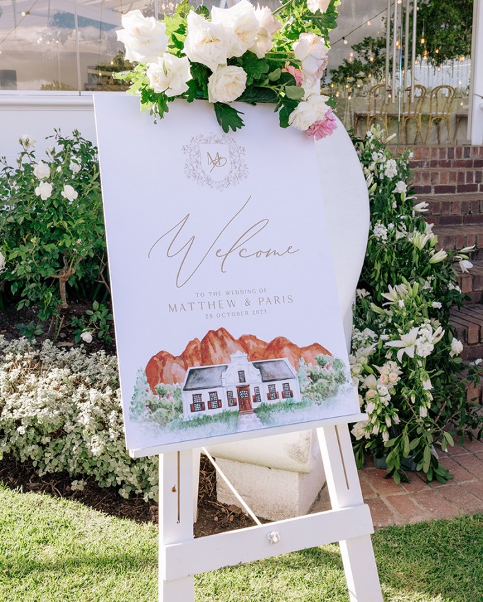 Paris and Matt wedding welcome sign