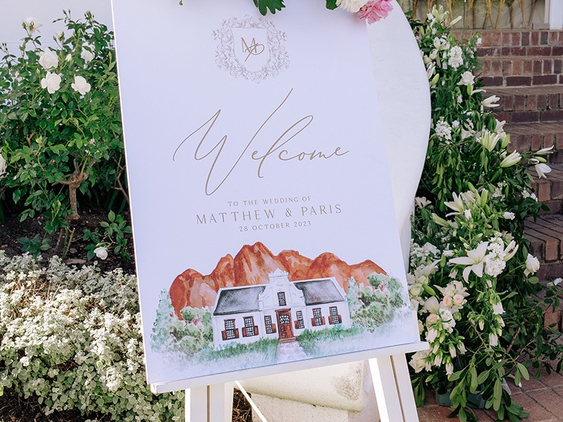 Paris and Matt wedding welcome sign