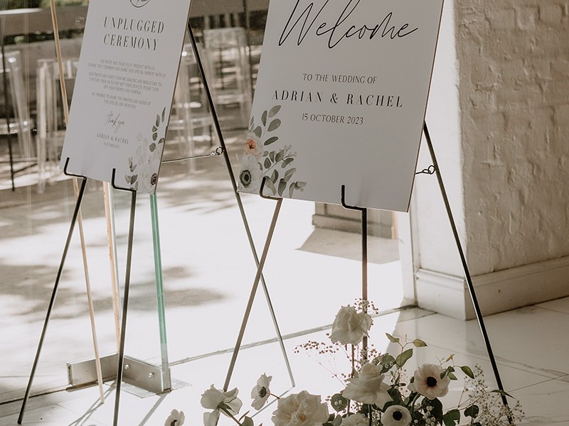 Rachel and Adrian welcome sign