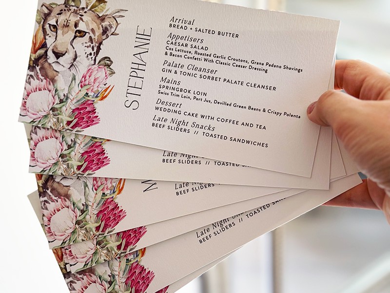 Stephanie and Christian menus