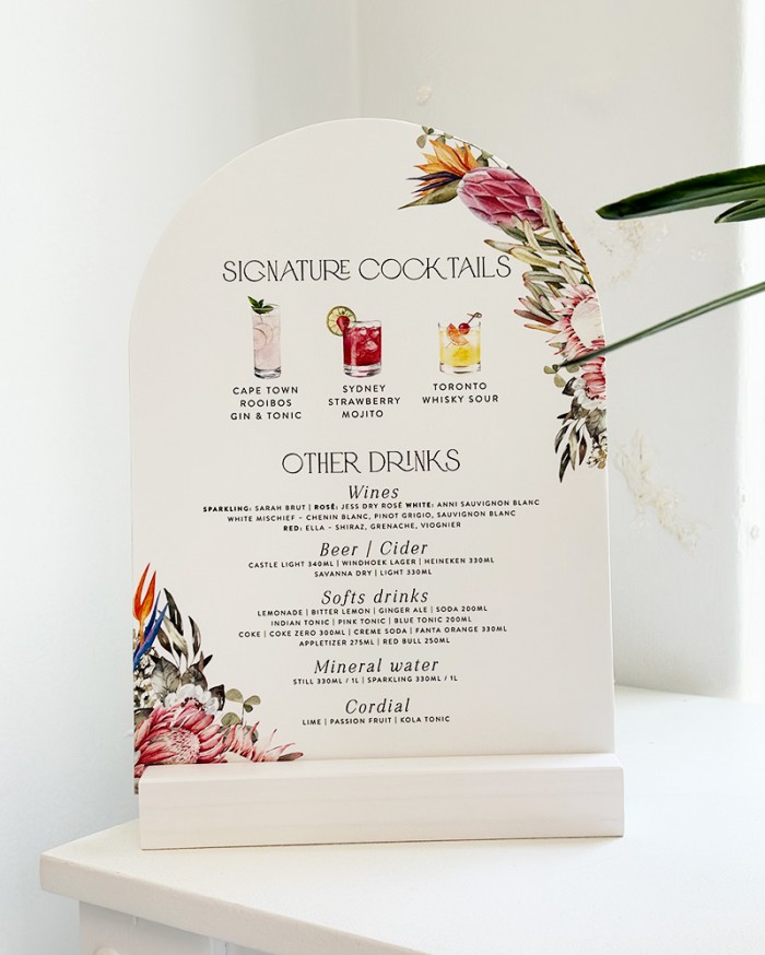 Stephanie and Christian signature drinks menu