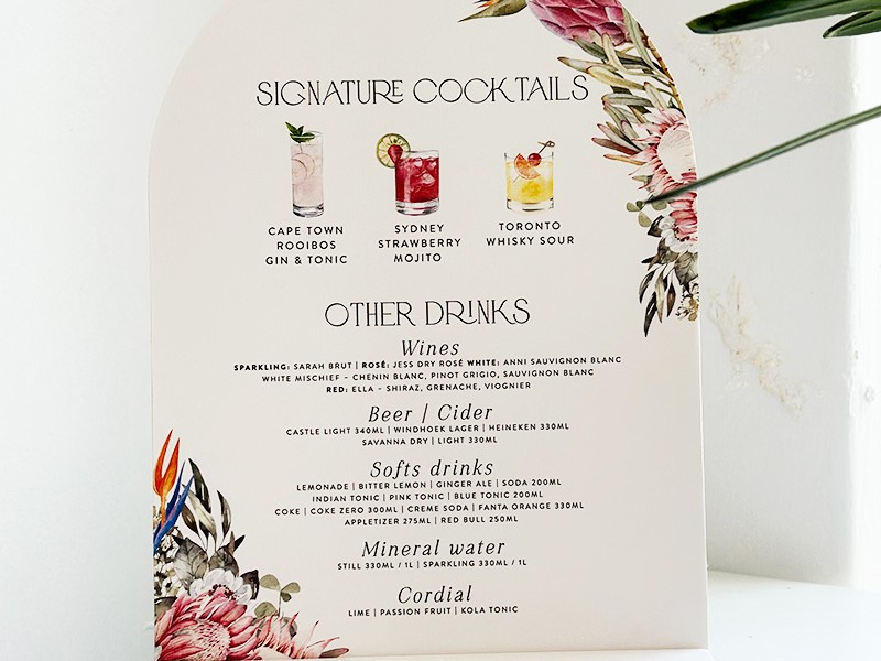 Stephanie and Christian signature drinks menu