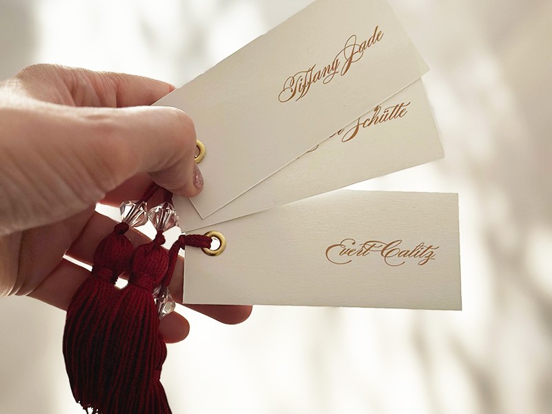 Tiffany Jade and Oliver guest name tags