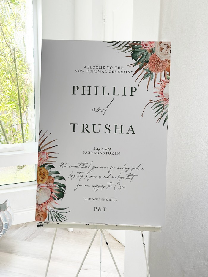 Trusha and Phillip welcome sign