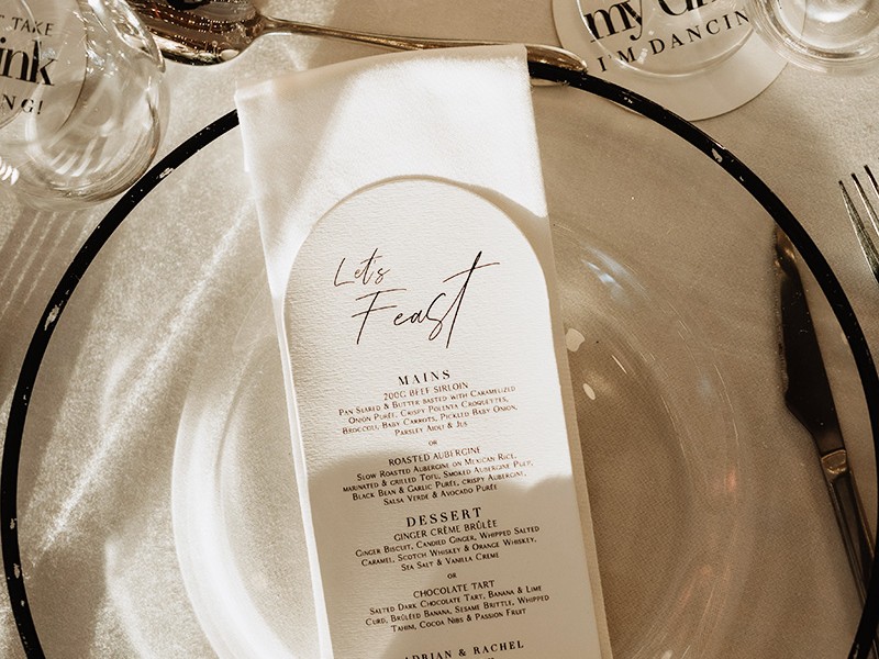 Adrian and Rachael menu - Trunk events