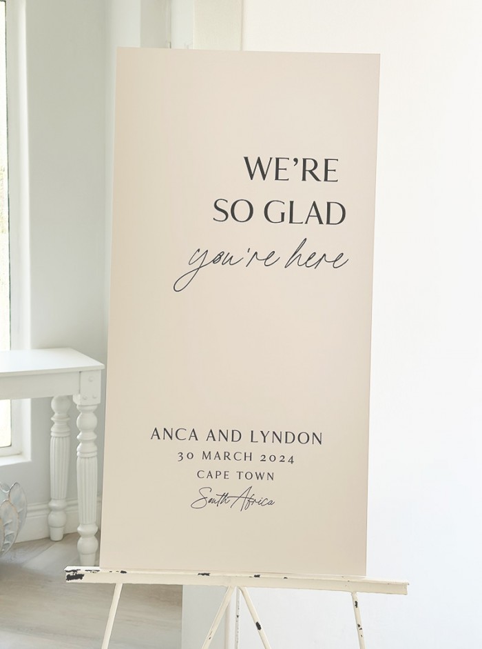 Anca and Lyndon welcome sign