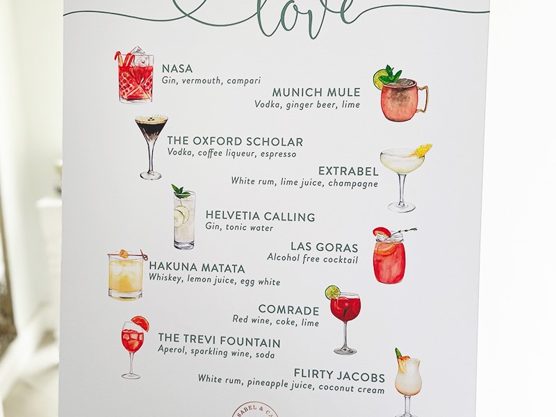 Isabel and Can cocktail menu