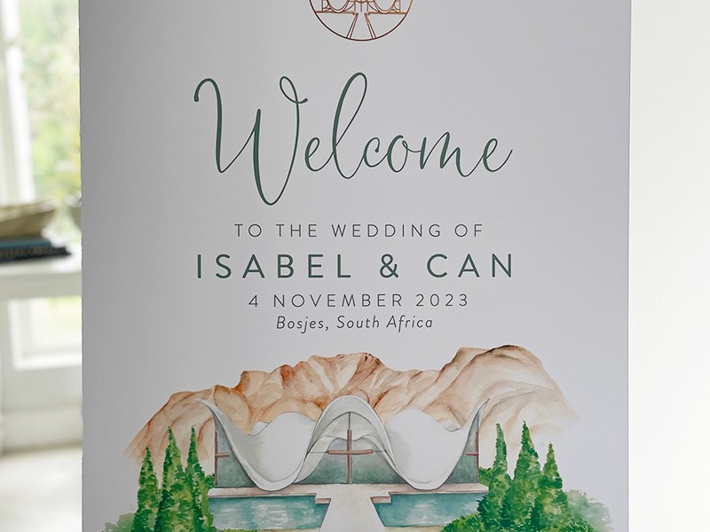 Isabel and Can welcome sign