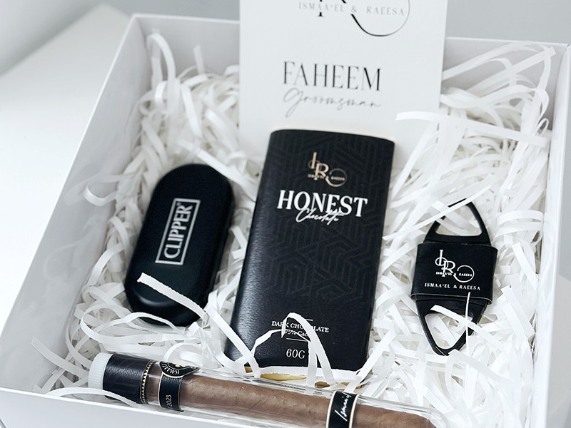 Ismaael and Raeesa groomsmens boxes