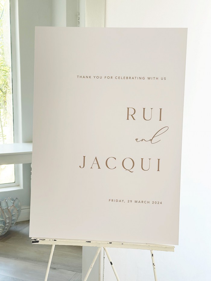 Jacqui and Rui welcome sign