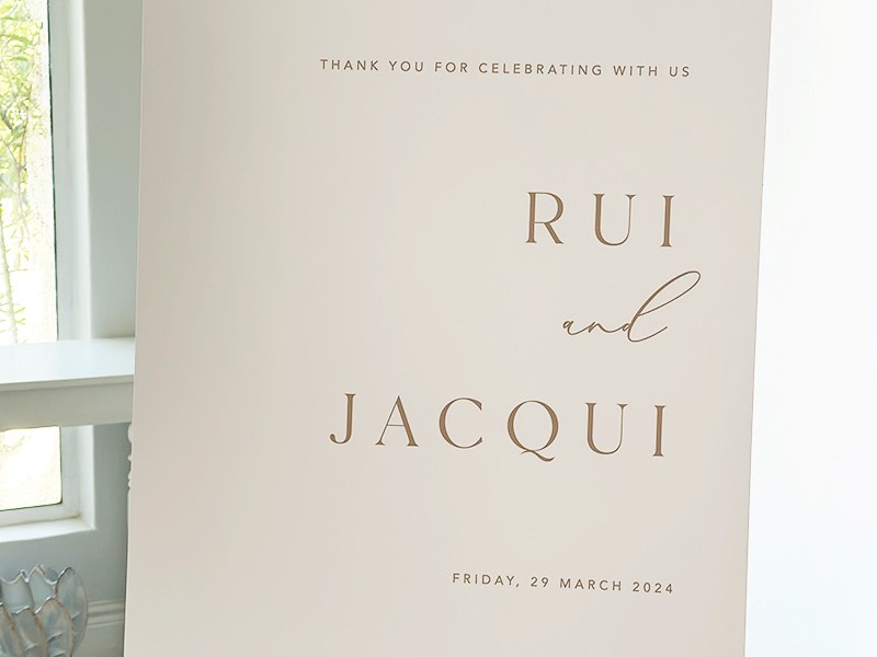 Jacqui and Rui welcome sign