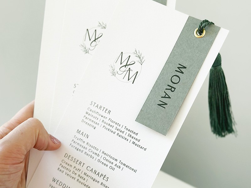 Michael and Mathieu menu with tassel tag