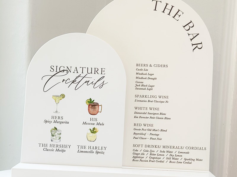 Sarah and Nicholas bar menu