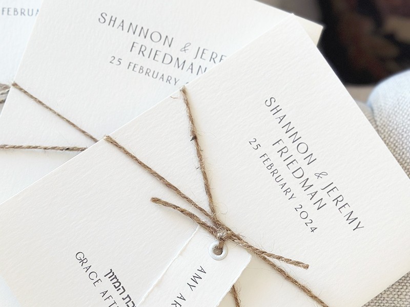 Shannon and Jeremy Grace after meals benching cards