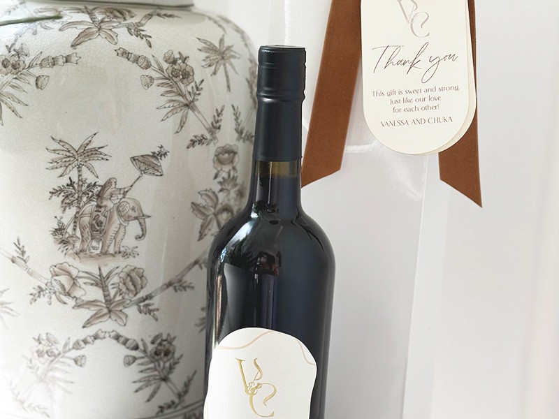 Vanessa and Chuka wine bag gift