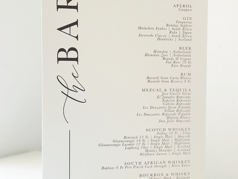 Collection 11 bar menu