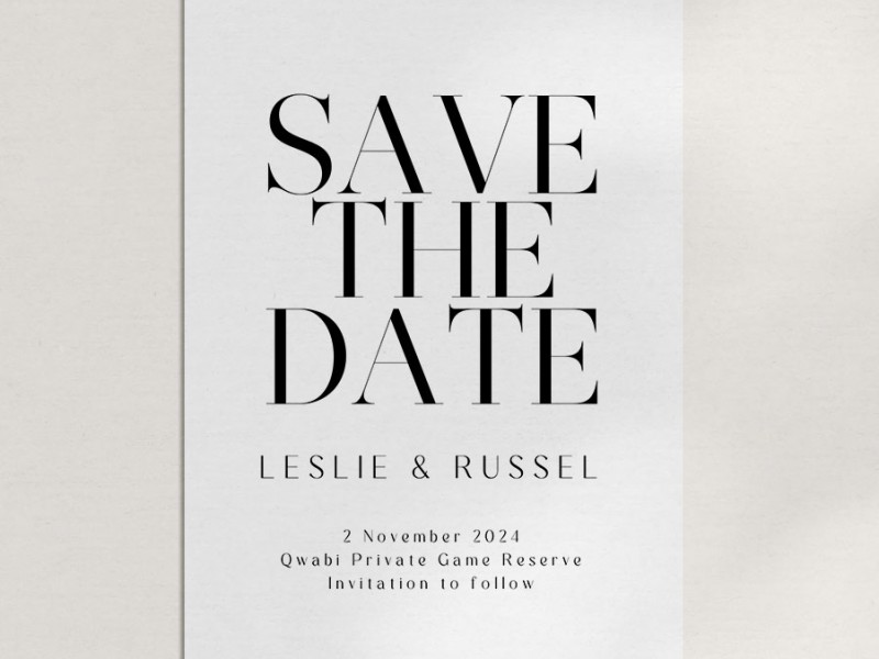 Leslie and Russel save the date 1