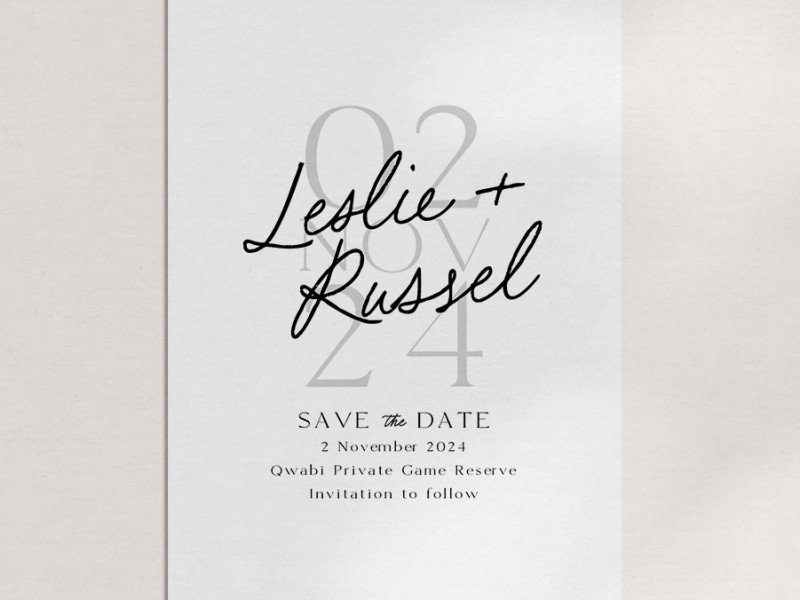 Leslie and Russel save the date 2