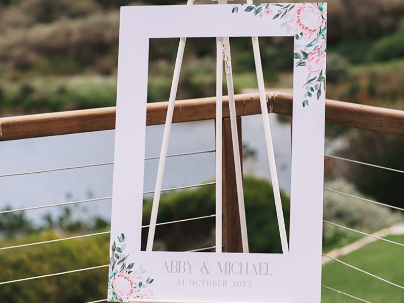 Abby and Michael photo frame sign