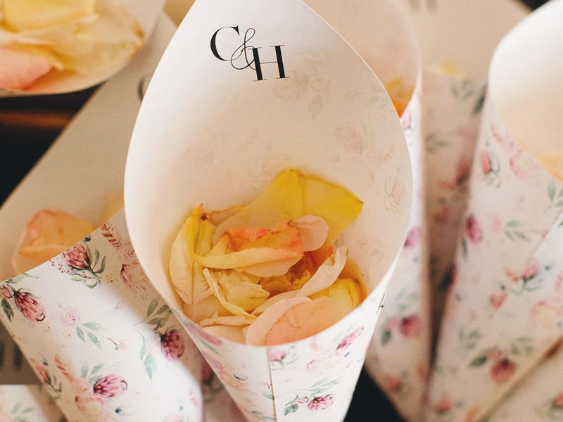 Charlotte & Harry confetti cones