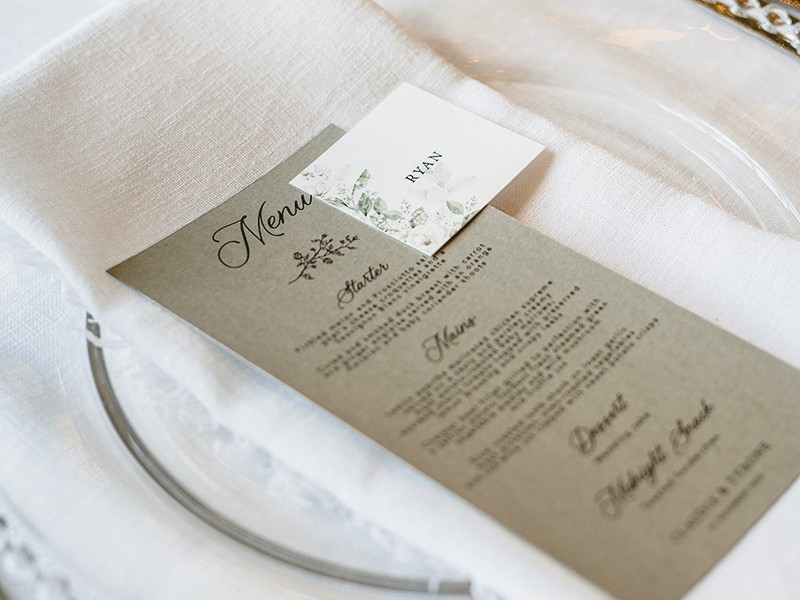 Claudia and Tyrone menus - Elri Photography