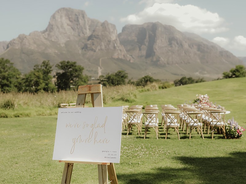 Georgia and Russel welcome sign