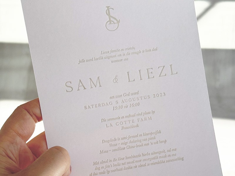 Liezel and Sam - letterpress printed invitations