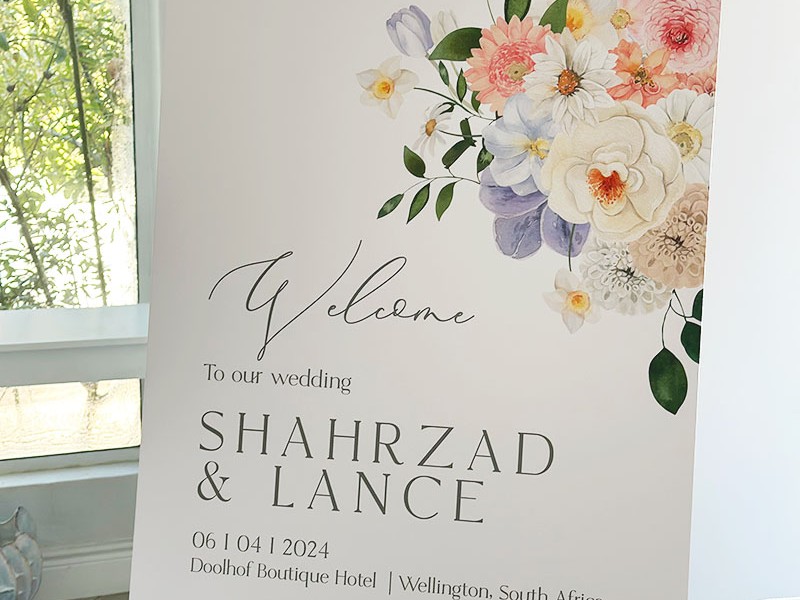 Shahrzad and Lance welcome sign