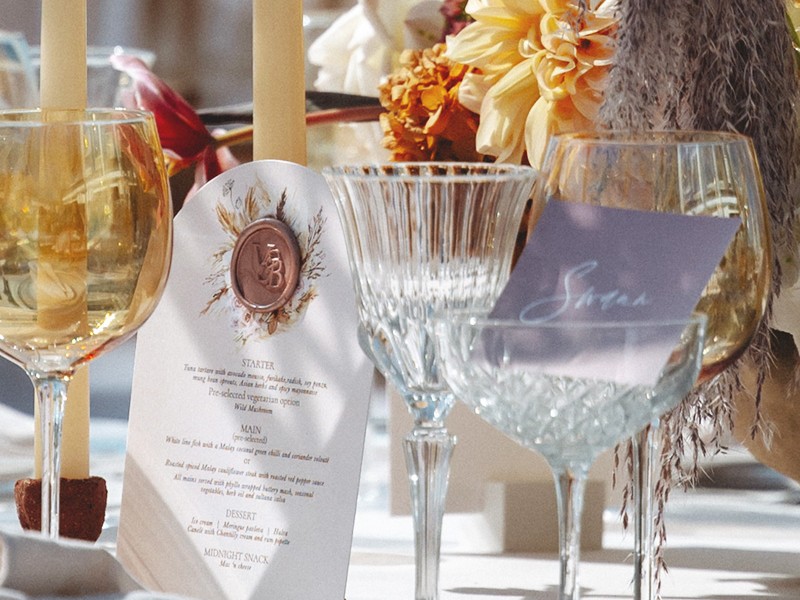 Victoria and Byron wedding menu