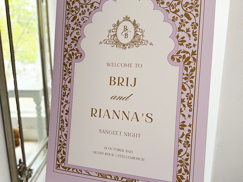 Brij and Rianna Sangeet night welcome sign