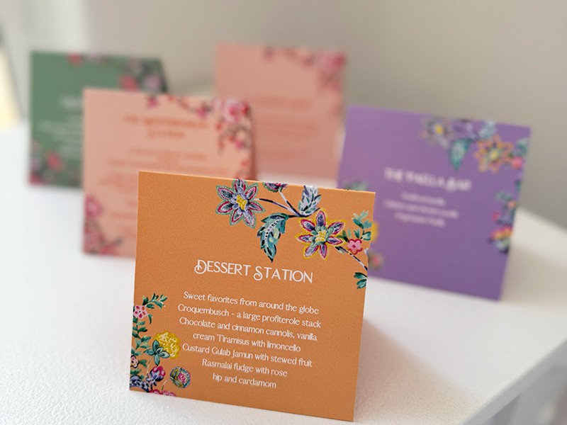 Brij and Rianna food station tags