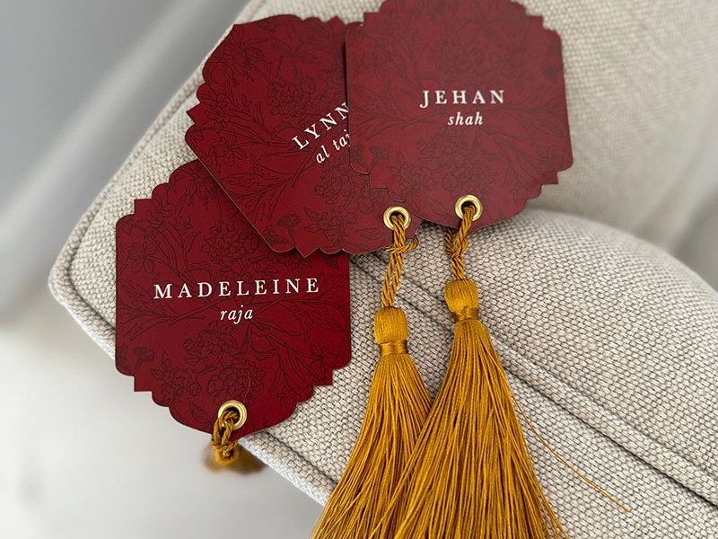 Brij and Rianna guest name tags