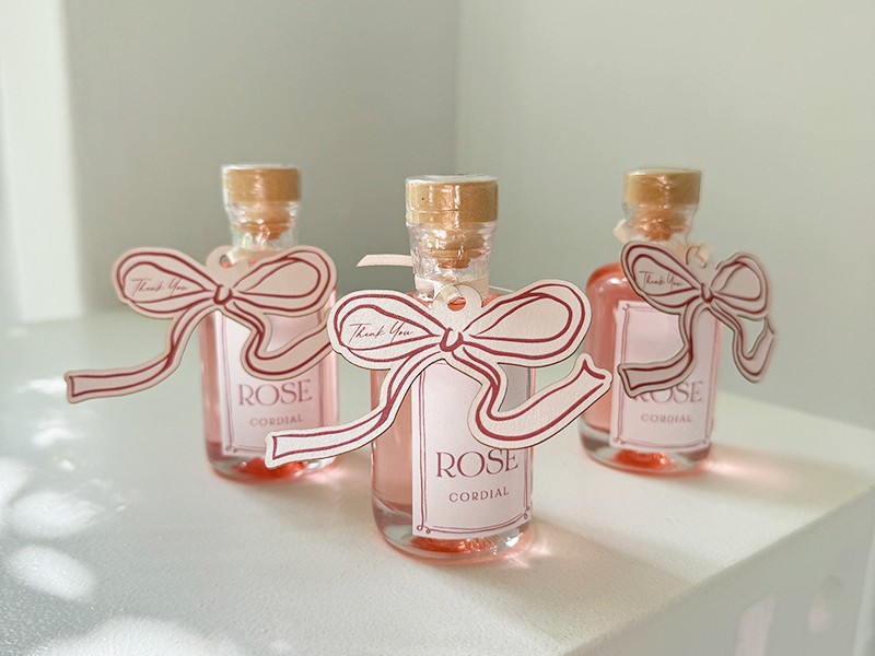 Mini rose cordial bottles